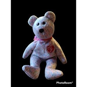 2001 Signature Bear, TY Beanie Baby, Colorful, 9 Inches